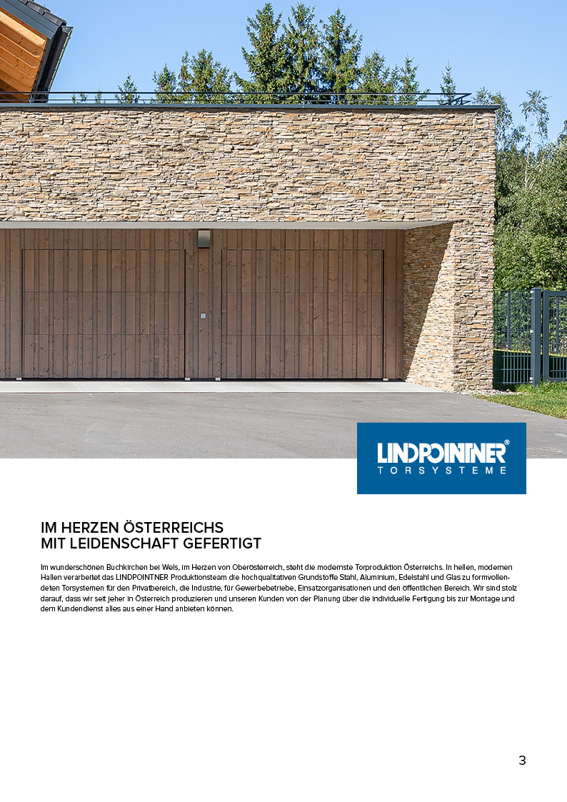 Lindpointner Prospekt Decken-Sektionaltore Blätterkatalog Seite 3